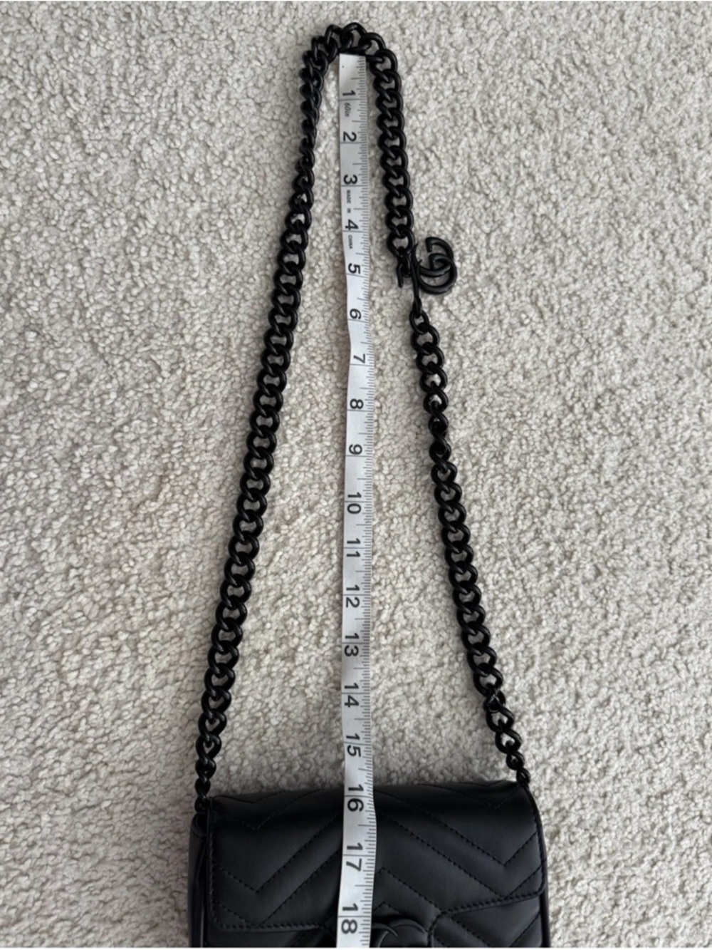 Gucci Black GG Marmont Mini Chain Bag - Picture 12 of 16